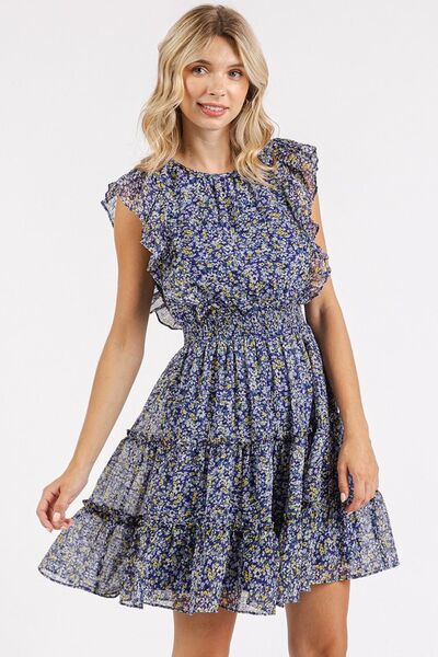Mittoshop Minikleid aus Chiffon mit Ditsy-Blumenmuster und Rüschen