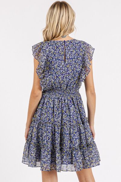 Mittoshop Minikleid aus Chiffon mit Ditsy-Blumenmuster und Rüschen