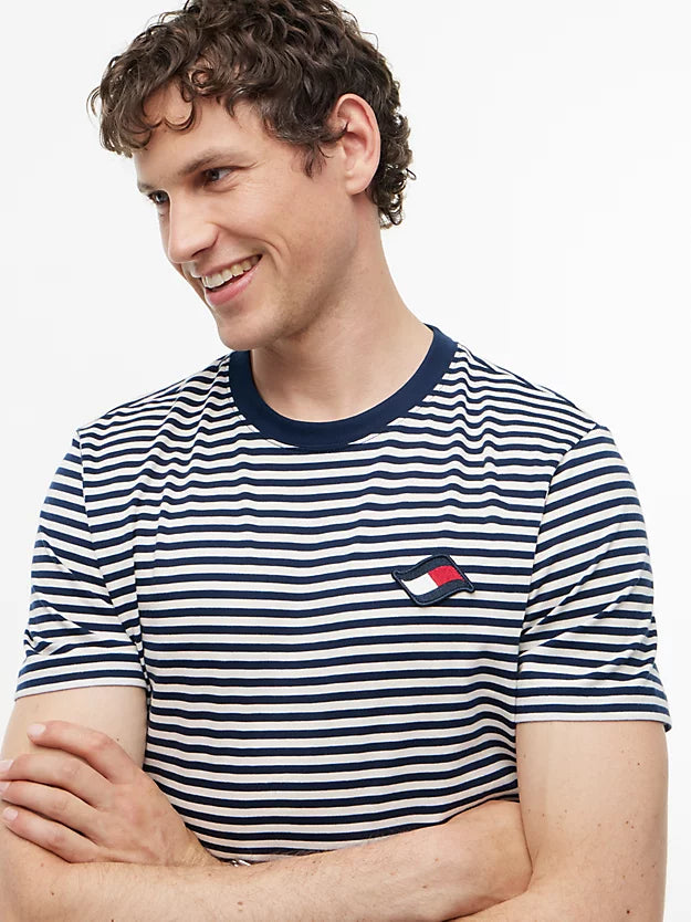 Wavy Flag Patch Stripe T-Shirt