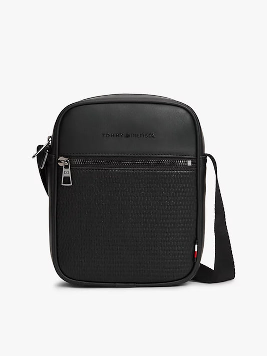 Woven Panel Crossbody Reporter Bag