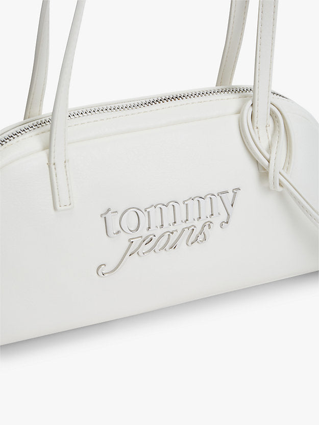 Metal Logo Charm Shoulder Bag