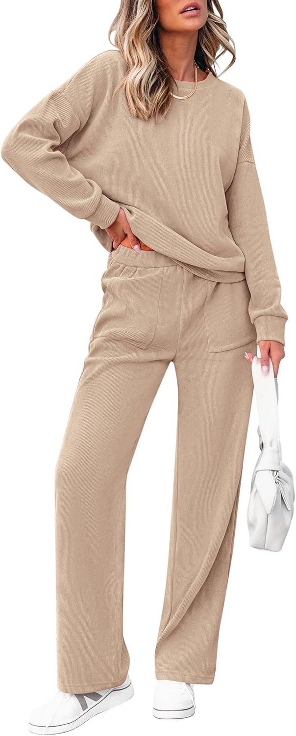 Ensemble décontracté deux pièces en coton pour femme : sweatshirt demi-zip oversize et pantalon de survêtement large