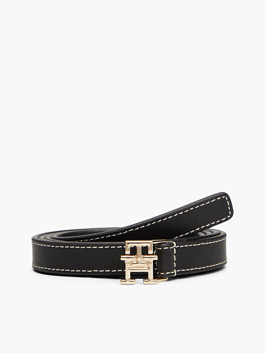 Monogram Plaque Buckle Leather Belt