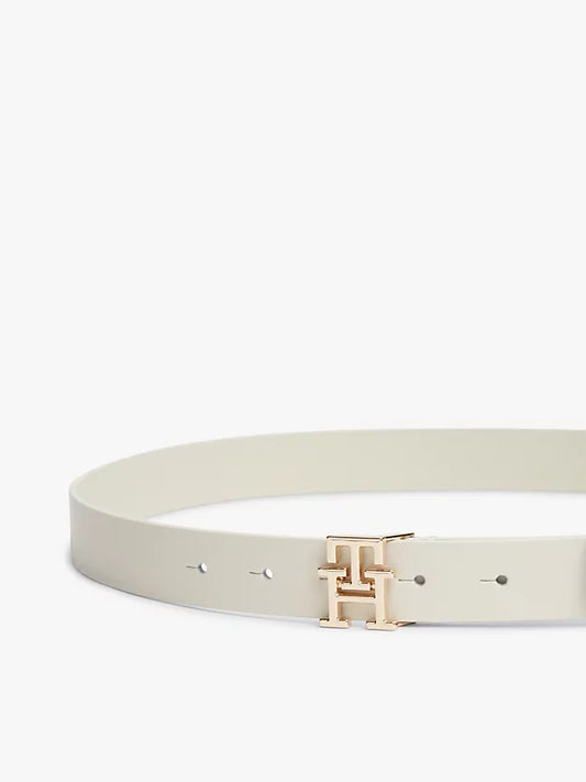 Monogram Plaque Buckle Leather Belt