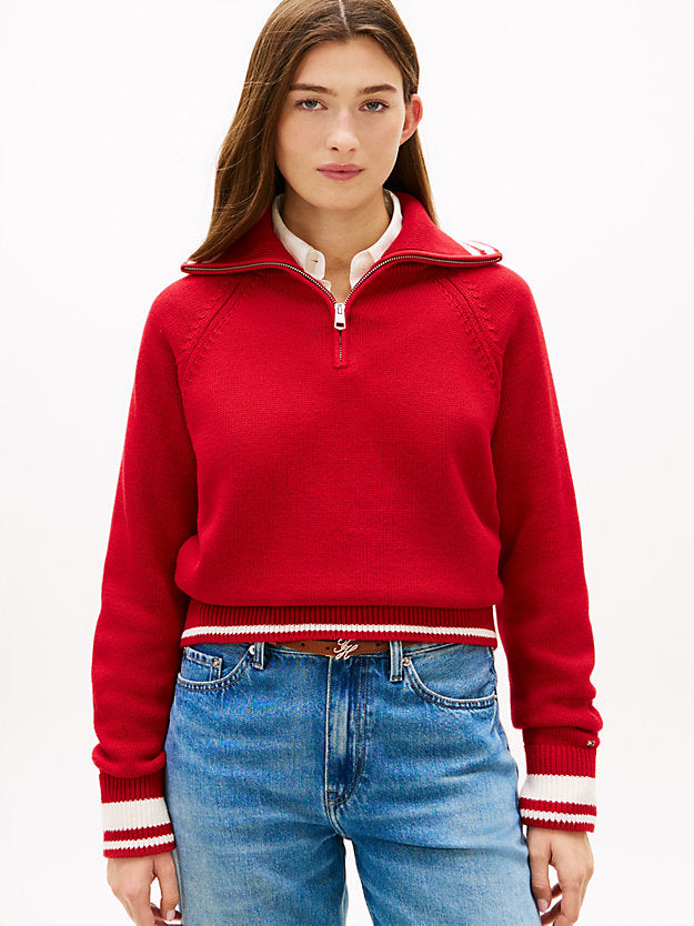 Metal Flag Relaxed Quarter-Zip Jumper