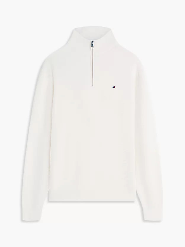 Textured Quarter-Zip Mock Neck Jumper