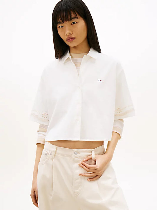 Relaxed Fit Broderie Anglaise Back Logo Shirt
