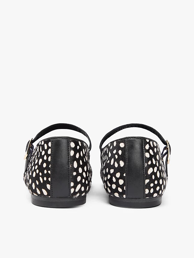 Snow Leopard Print Buckle Ballerinas