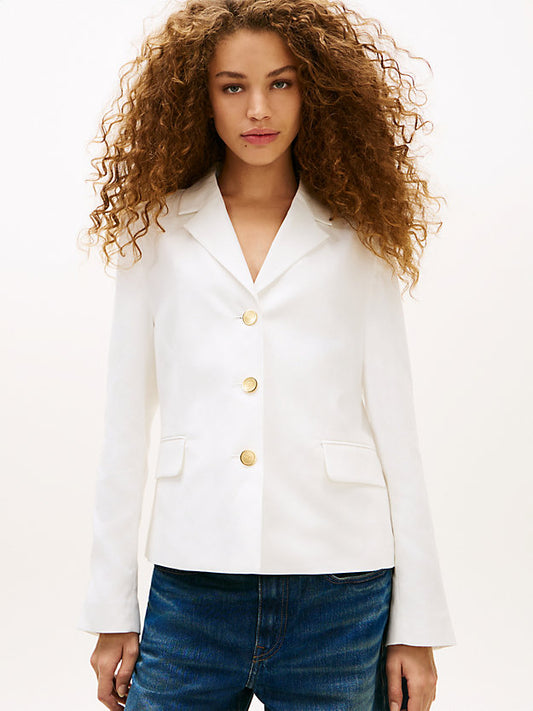 Slim Fit Gold-Tone Button Linen Blend Blazer