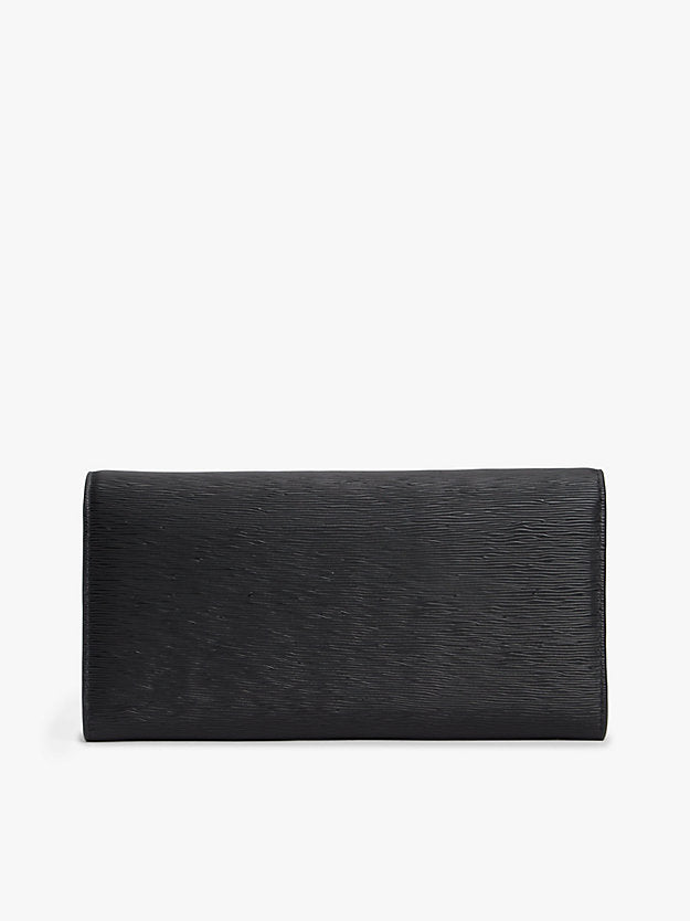 Metallic Logo Textured Flap Wallet