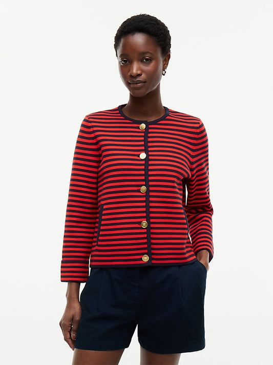 Gold-Tone Button Boxy Cardigan