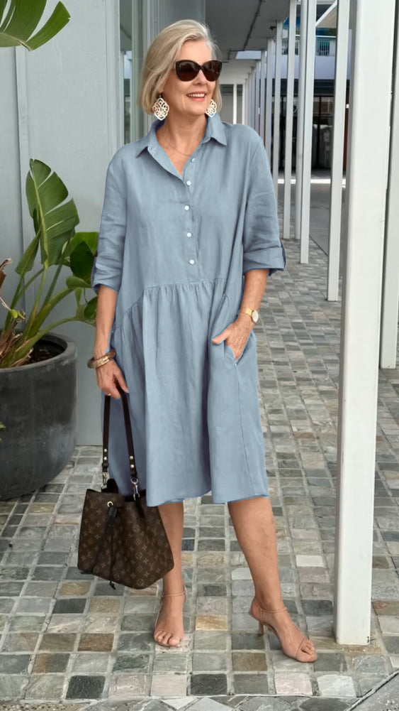 🎉🔥LETZTER TAG 50% RABATT🔥 Neues Damen Baumwoll-Leinen Freizeitkleid