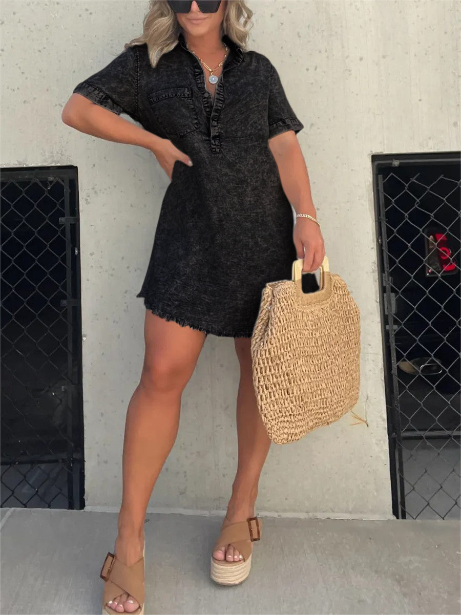 Nouvelle robe chemise lavée pour femme (2 achetées, livraison gratuite)