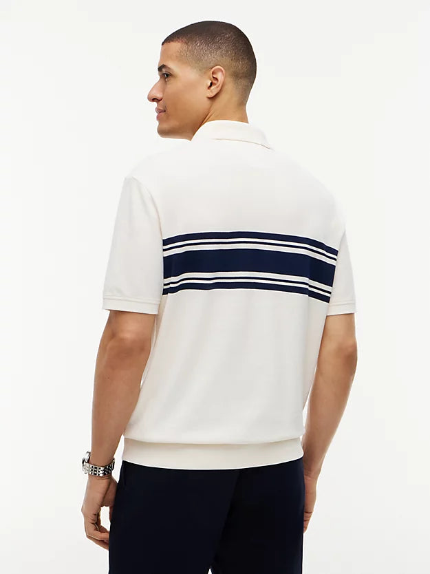 Classic Fit Stripe Pique Polo Shirt