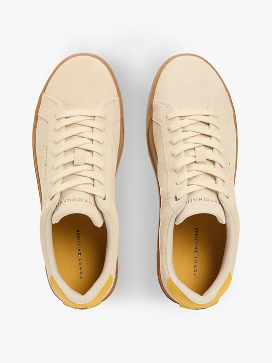 Contrast Heel Suede Court Trainers