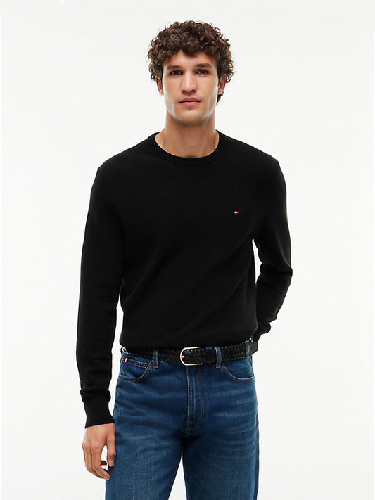 Flag Embroidery Textured Crew Neck Jumper