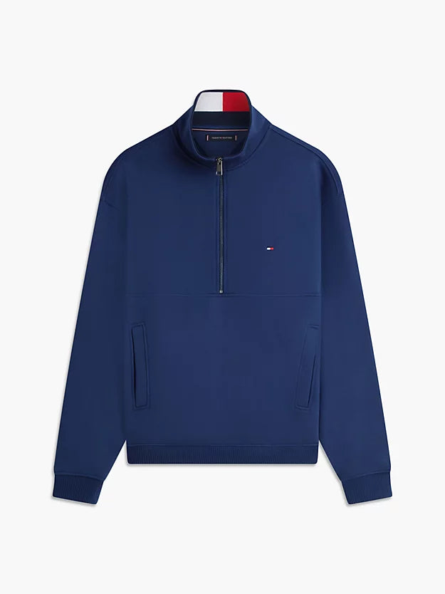 Colour-Blocked Collar Terry Quarter-Zip Jumper