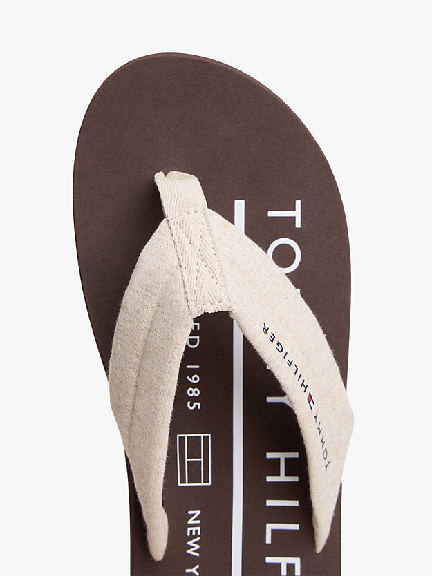 Pure Linen Chambray Jacquard Flip-Flops