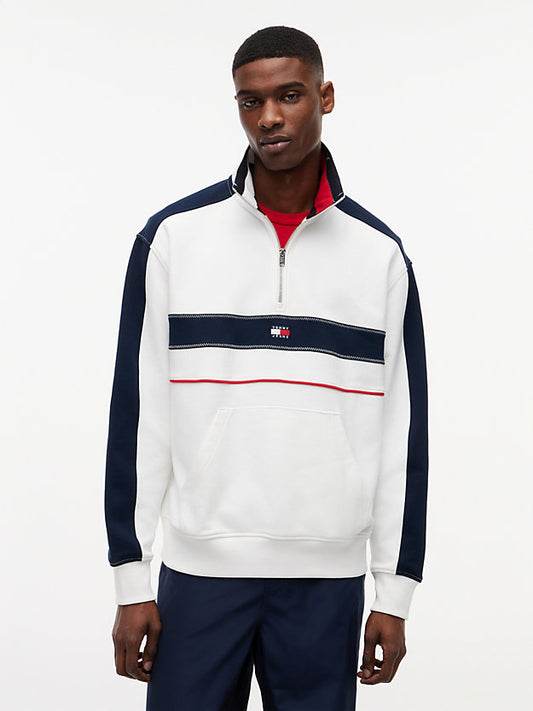 Colour-Blocked Quarter-Zip Relaxed Sweatshirt