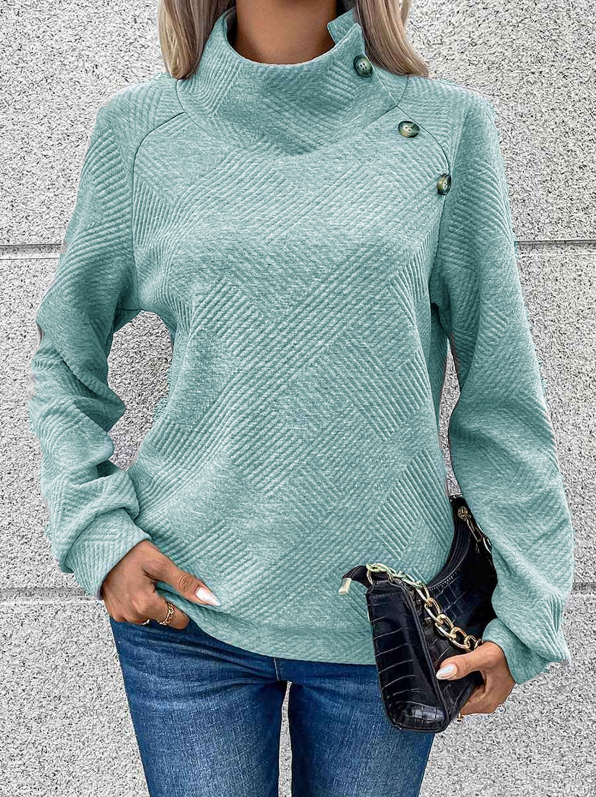 🎄Déstockage de Noël🔥Sweat-shirt femme col montant boutonné, design original