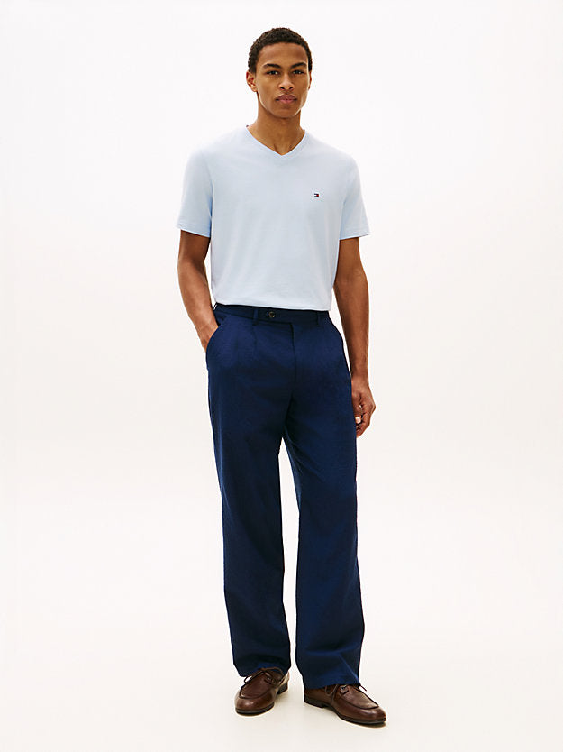 Flag Embroidery V-Neck T-Shirt
