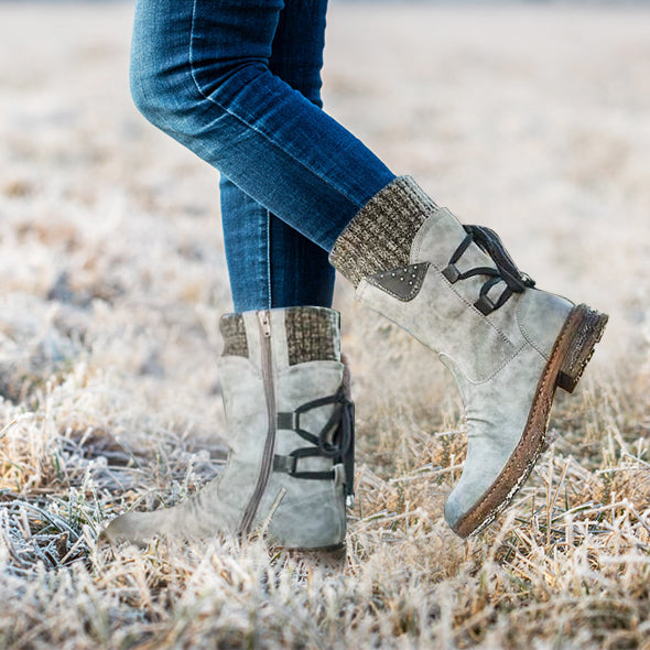 Bottes de Neige Chaudes à Lacets Arrière pour Femme