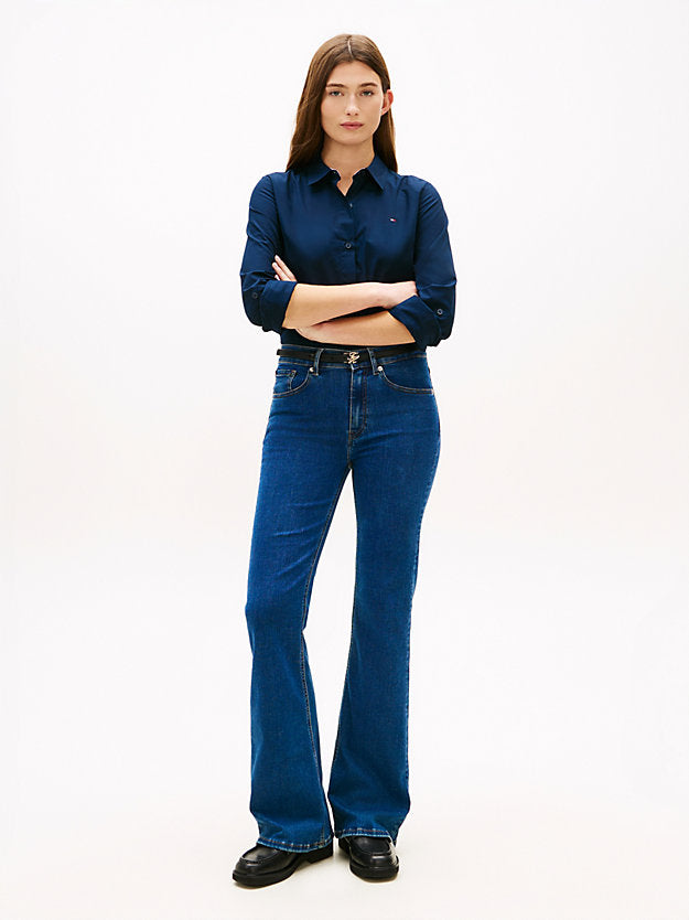 Mid Rise Flared Leg Jeans