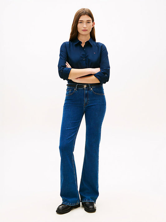 Mid Rise Flared Leg Jeans