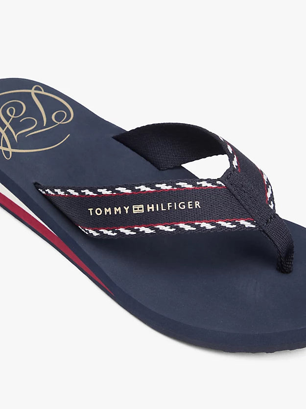 Jacquard Webbing Strap Wedge Flip-Flops