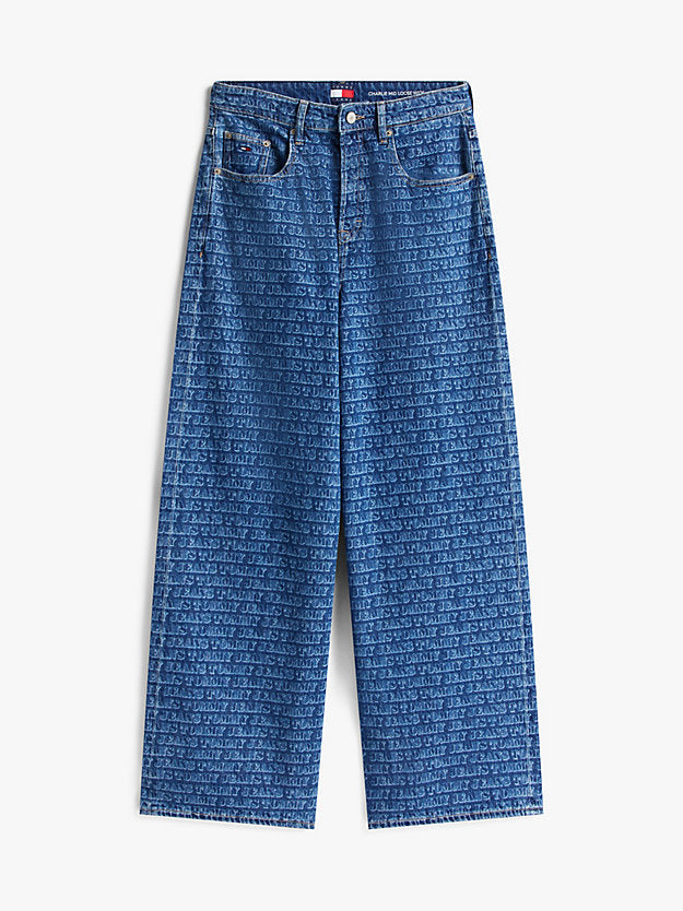 Spell-Out Mid Rise Loose Jeans