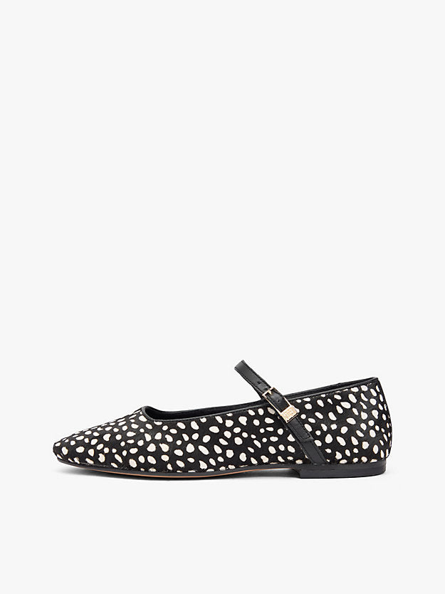 Snow Leopard Print Buckle Ballerinas