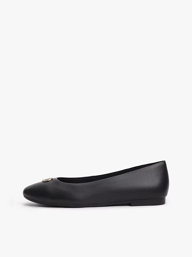 Monogram Plaque Leather Ballerinas