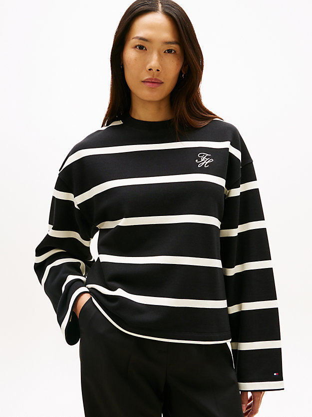 Logo Embroidery Terry Crew Neck Sweatshirt