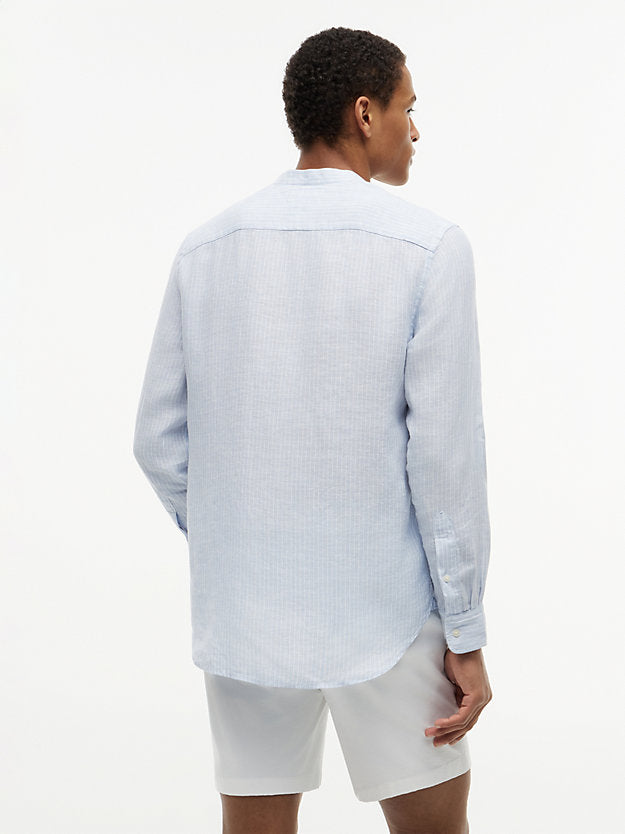 Regular Fit Washed Linen Pinstripe Shirt