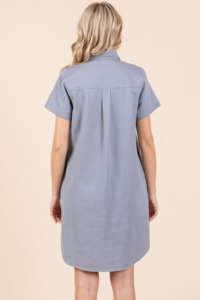 Mittoshop Hemd im Kleid-Stil mit Knopfleiste und Kragen, Kurzarm
