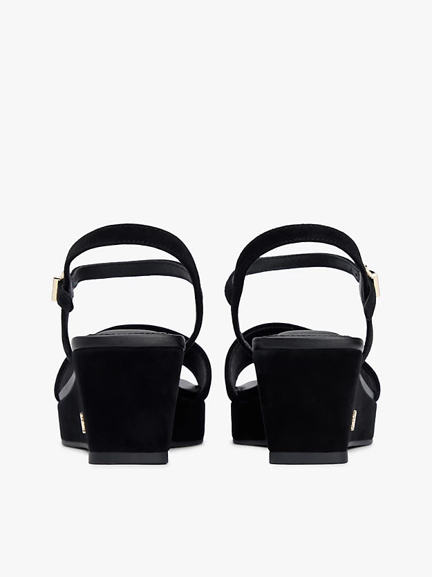 Suede Monogram Wedge Sandals