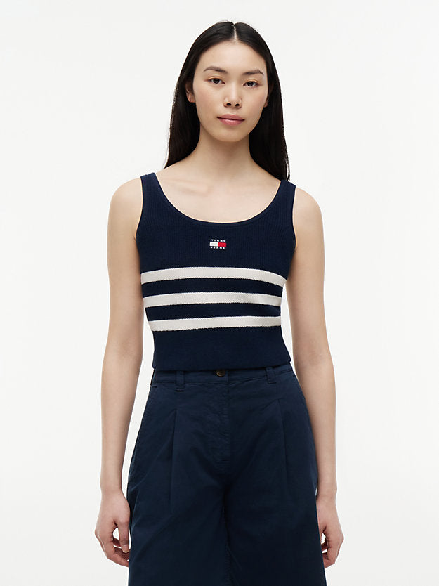 Badge Stripe Knit Tank Top