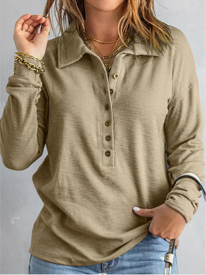 T-shirt confortable en coton à col en V pour femme