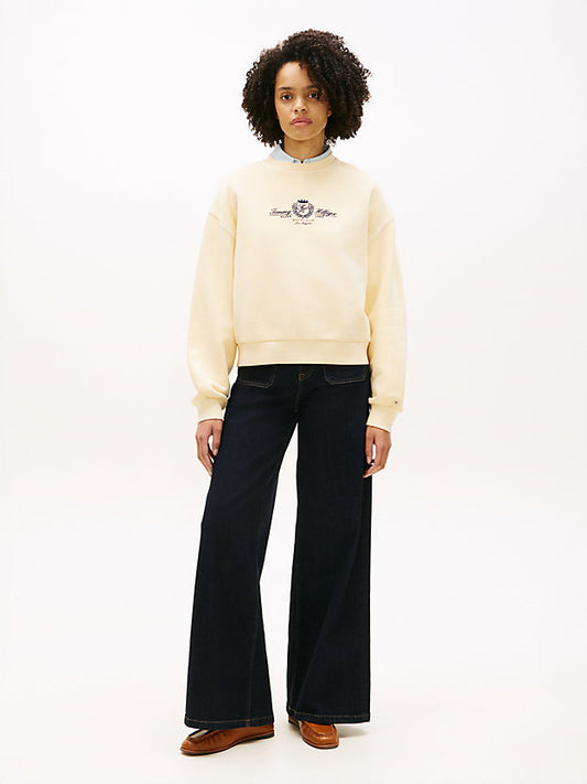 Crest Embroidery Relaxed Terry Sweatshirt