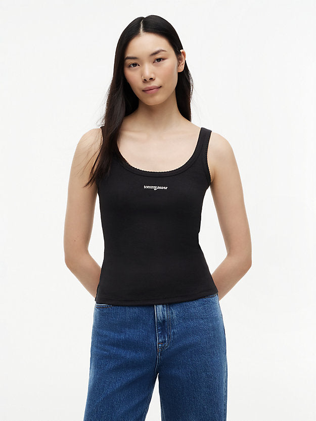 Logo Embroidery Slim Ribbed Tank Top