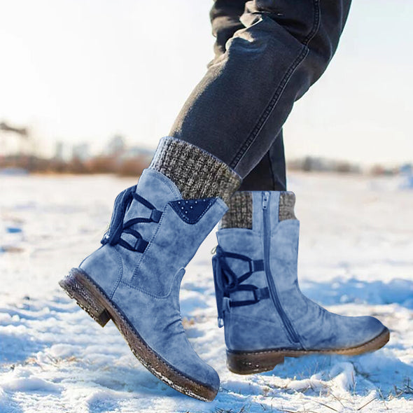 Bottes de Neige Chaudes à Lacets Arrière pour Femme
