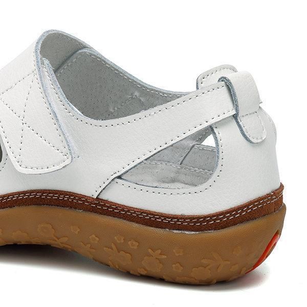 Sandales plates en cuir ajourées à crochet pour femme