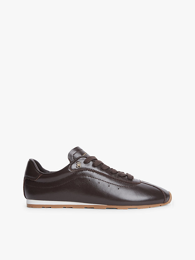 Monogram Plaque Leather Trainers