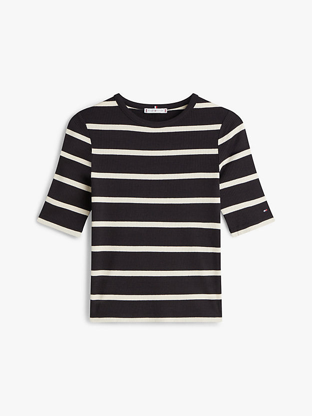 Ribbed Slim Half Sleeve T-Shirt
