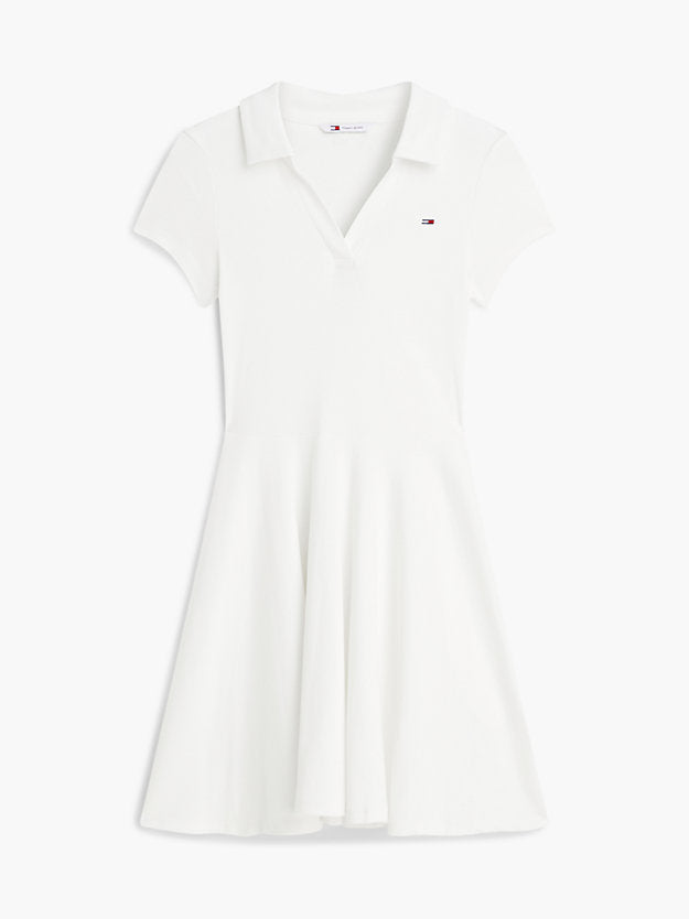 Ribbed Fit And Flare Mini Polo Dress