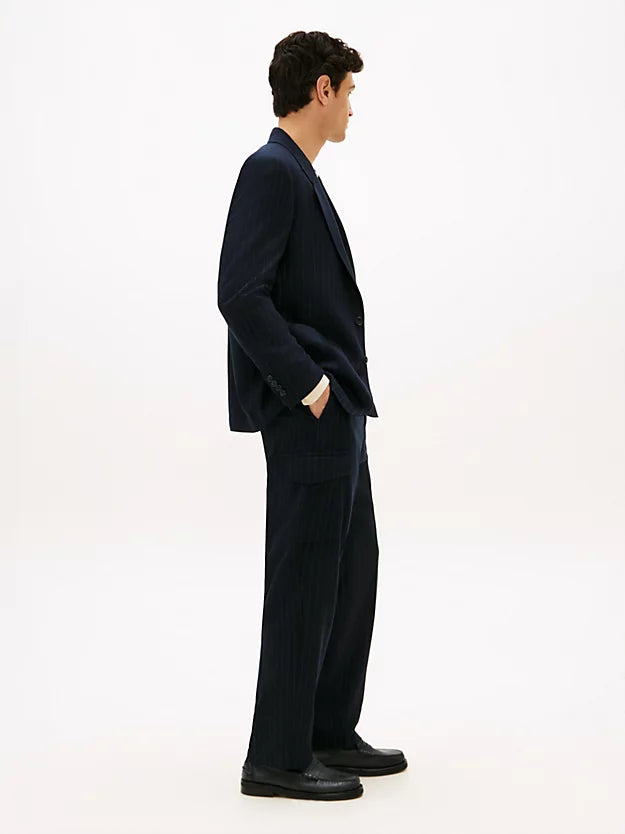 Pinstripe Wool Blend Trousers