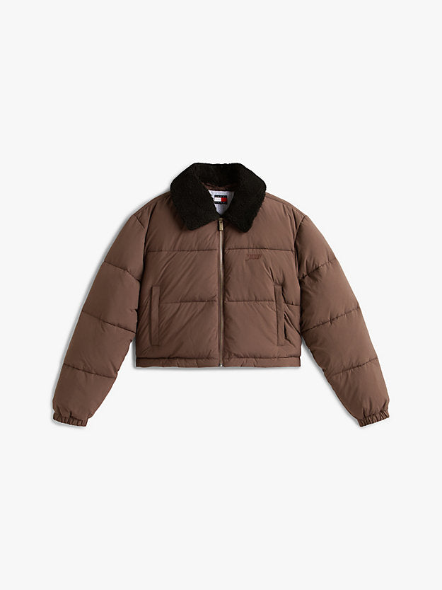 Teddy Collar Crinkle Puffer Jacket