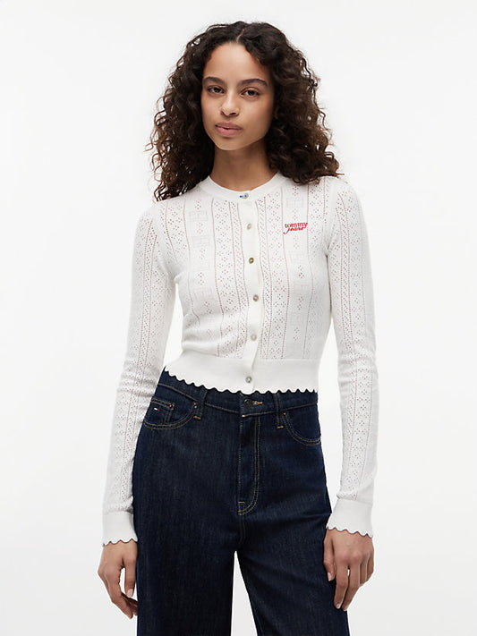 Slim Pointelle Flag Cardigan