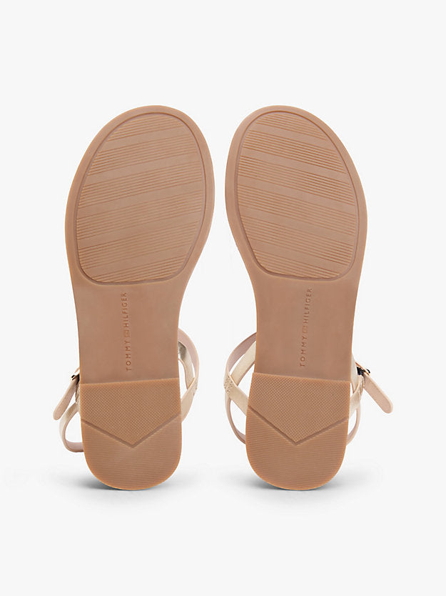 Metallic Leather Toe Post Flat Sandals