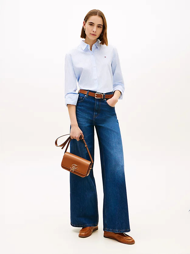Leather Flap Logo Plaque Crossbody Bag